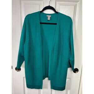 Chico's Women's Open Front Cardigan Sweater 3/4 Sleeve Size XL